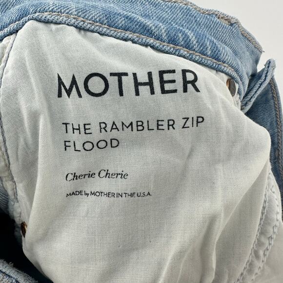 MOTHER The Rambler Zip Flood Jeans in Cherie Cherie Size 26 Light Wash Wide Leg - Picture 8 of 16